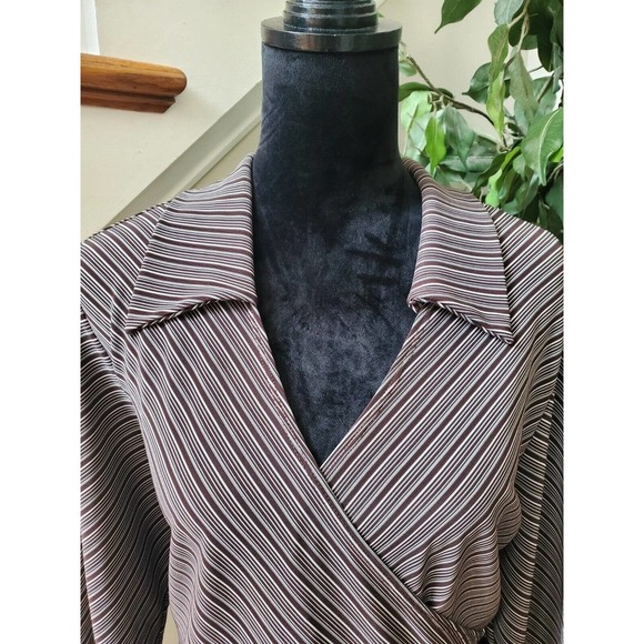 Maria Gabrielle Womens Black & White Polyester V-Neck Long Sleeve Top Blouse 2XL - Picture 4 of 10